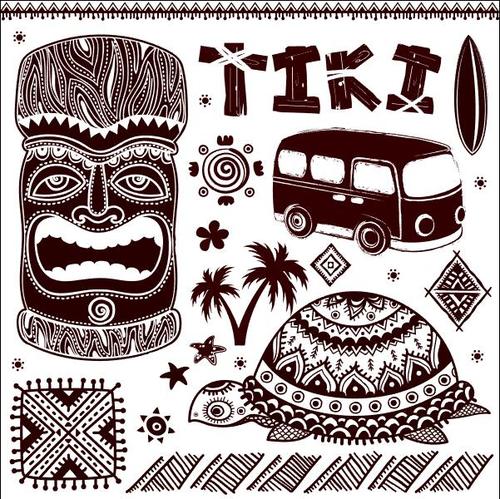 Tiki cover travel poster vector
