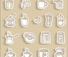 Transparent stickers coffee vector