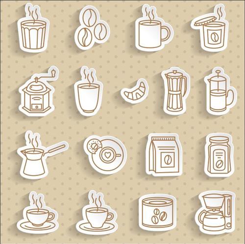 Transparent stickers coffee vector