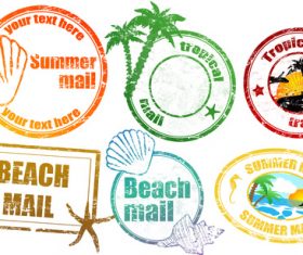 Travel memorial stamp vectors