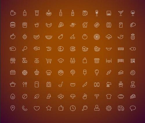 Various food icons vector