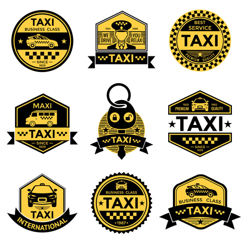 Various taxi tags vector