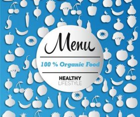 Vegetables fruits menu paper vectors