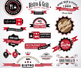Vintage premium quality badges ribbons and labels vectors