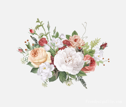 Vintage with retro flowers vector 01
