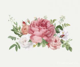 Vintage with retro flowers vector 02