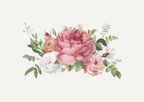 Vintage with retro flowers vector 02