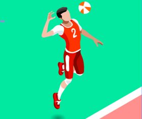 Volleyball Isometric 3D Vector Illustration
