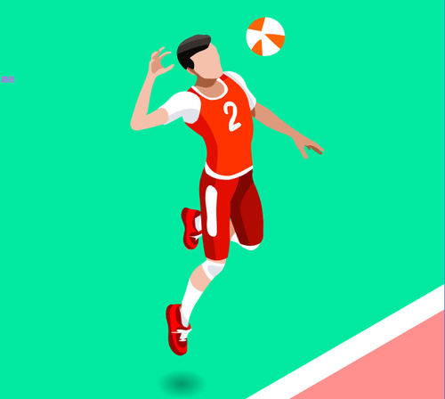 Volleyball Isometric 3D Vector Illustration