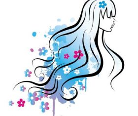 Watercolor girl and flower vectors