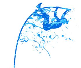 Watercolor pole vault silhouette vector
