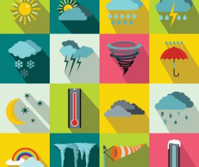 Weather flat style icons vector