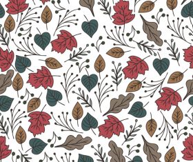 White background pattern flowers and leaves vector