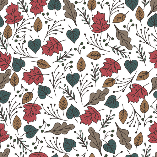 White background pattern flowers and leaves vector