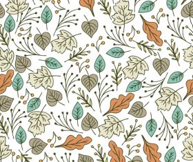 White background pattern hand drawn plants vector