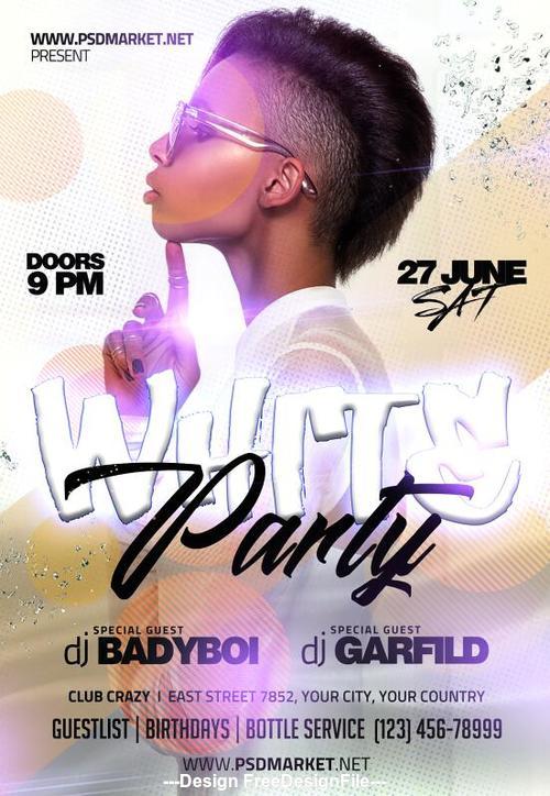 White club party flyer psd template