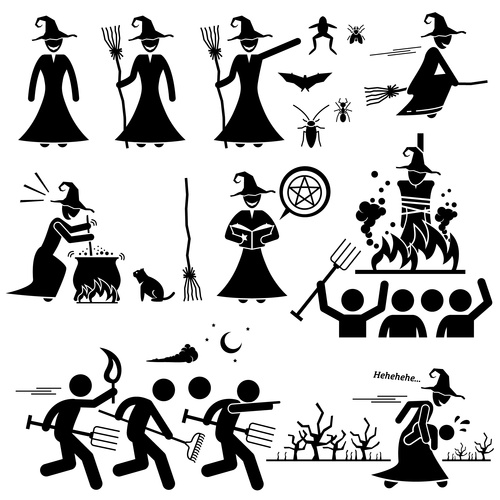 Witch icon vector set