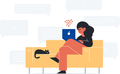 Woman and kitten sitting on the couch Illustrations vectors