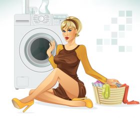 Woman washing clothes cartoon vectors