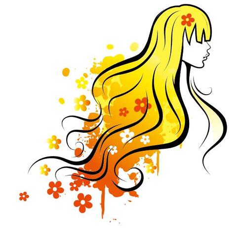 Yellow watercolor girl and flower vectors