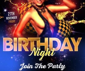 birthday night party flyer PSD template design