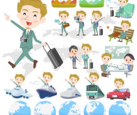 blond hair man White travel vector
