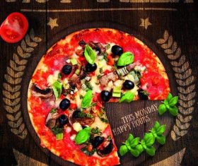 hot pizza wooden styles flyer psd template