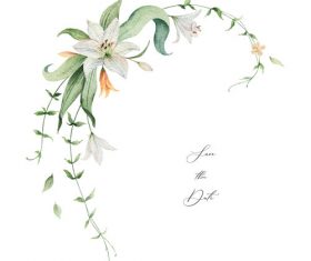 lilies decorative design watercolor vector 01