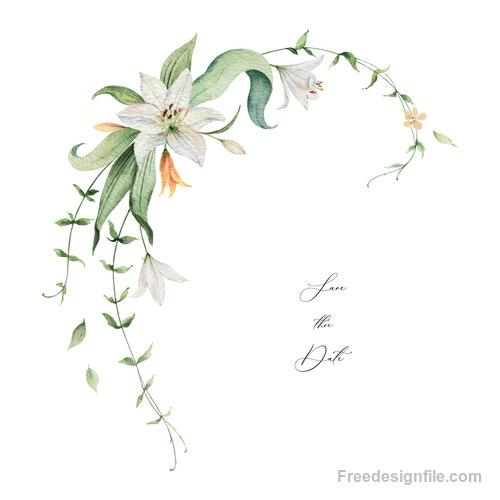 lilies decorative design watercolor vector 01