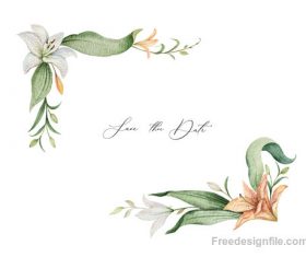lilies decorative design watercolor vector 02
