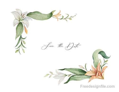 lilies decorative design watercolor vector 02
