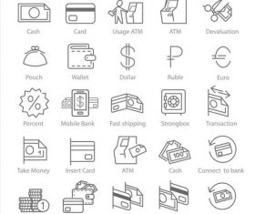 linear icons business and finance vector