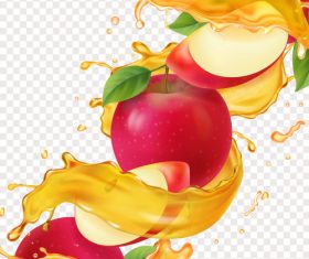 3D realistic apple juice advertising vector packaging design