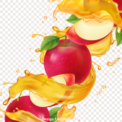 3D realistic apple juice advertising vector packaging design