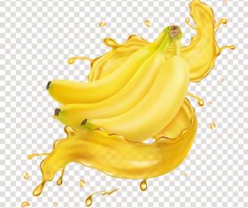 3D realistic banana juice advertising vector packaging design