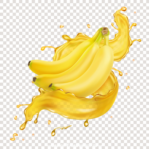 3D realistic banana juice advertising vector packaging design