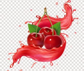 3D realistic cherry juice advertising vector packaging design