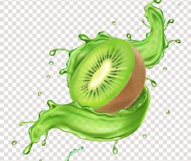 3D realistic kiwi juice advertising vector illustration packaging design