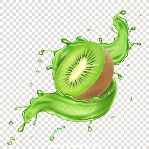 3D realistic kiwi juice advertising vector illustration packaging design