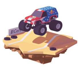 3d isometric racing vector