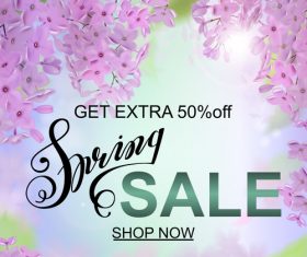 Advertisement about the spring sale on defocused vector
