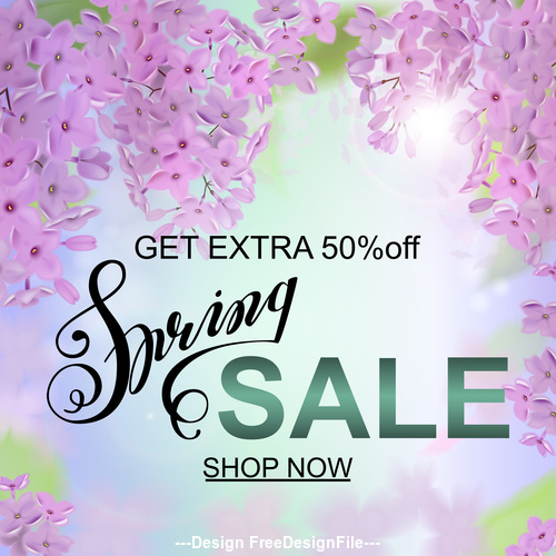 Advertisement about the spring sale on defocused vector