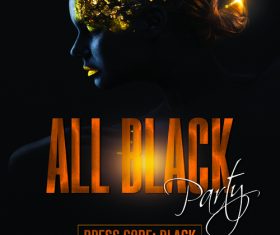 All black night party flyer psd template