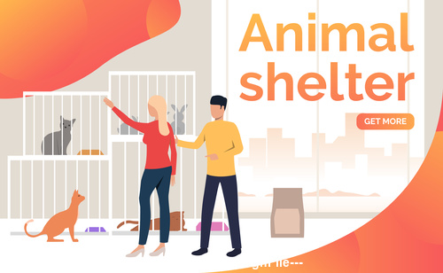 Animal shelter cartoon vector