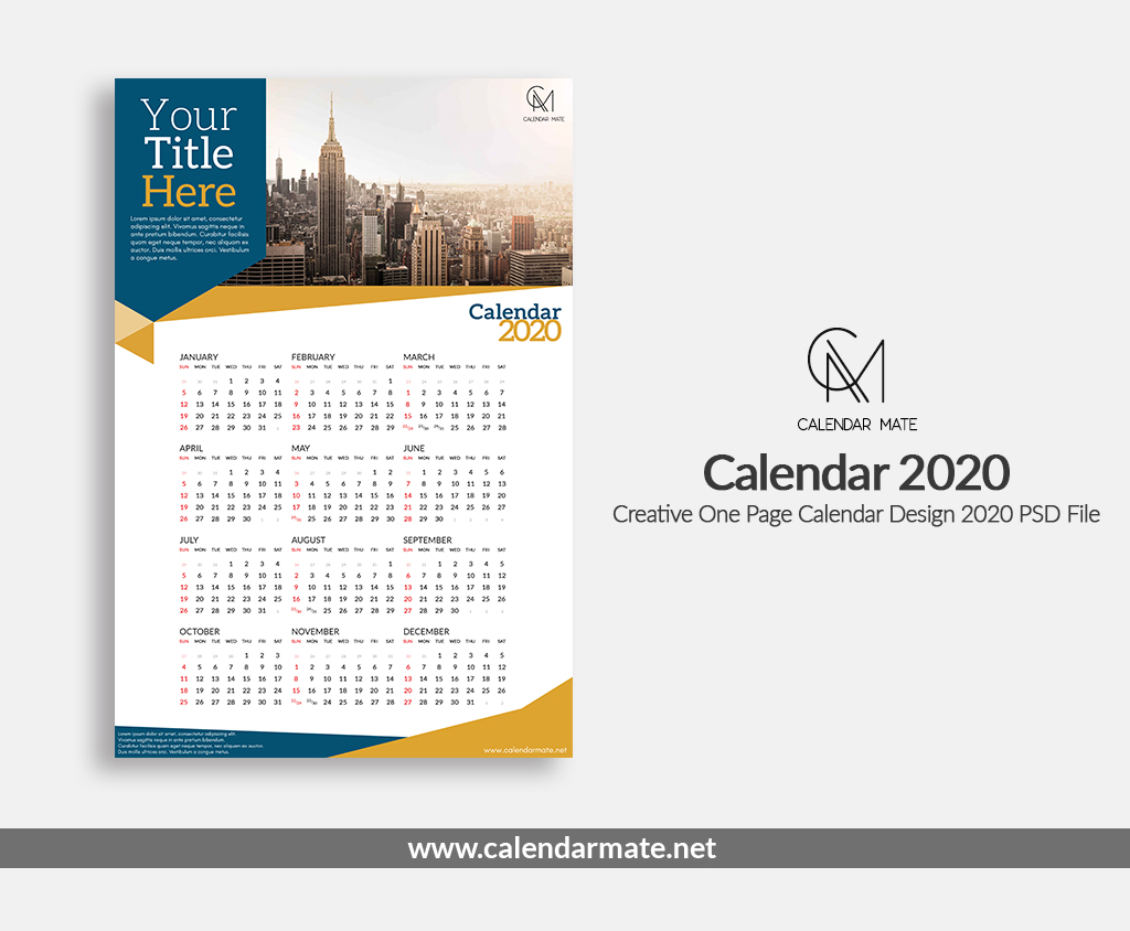 Torus - Free Desk Calendar Design Template 2019 PSD