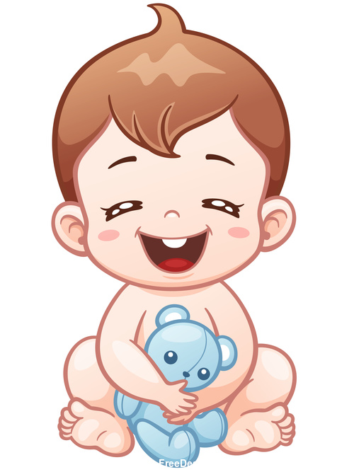 Baby and teddy bear vector illustration vector