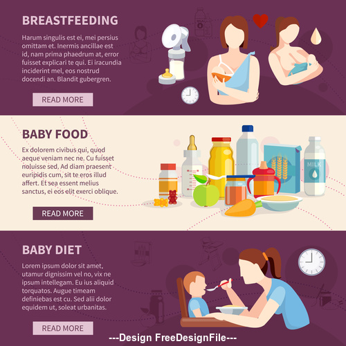Baby and toddler nutrition food banner vector