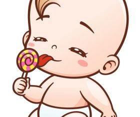Baby eating candy vector illustration vector