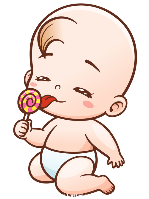 Baby eating candy vector illustration vector