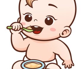 Baby eating vector illustration vector